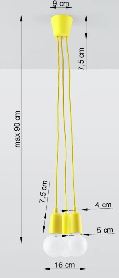 Sollux Hängeleuchte Gelb verstellbar bis 90cm Retro NESSA* Hängelampen|Esszimmer Lampen