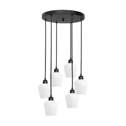 Sale Giovanni Battista Hängeleuchte Glas Messing Eisen 48,5 cm 6x E27 Weiß Schwarz