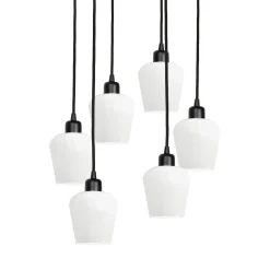 Sale Giovanni Battista Hängeleuchte Glas Messing Eisen 48,5 cm 6x E27 Weiß Schwarz