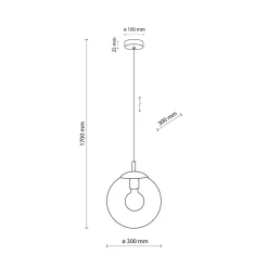 Clearance TK Lighting Hängeleuchte Glas Metall Ø 30 cm rund E27 Kugel H: max. 1,7 m