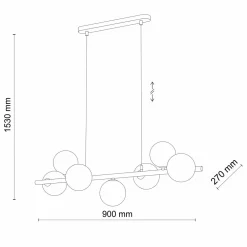TK Lighting Hängeleuchte Glas Metall 116 cm breit Schwarz Graphit* Kugellampen|Moderne Lampen