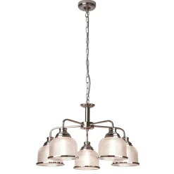 Searchlight Hängeleuchte Glas Metall Ø 58 cm in Silber Klar 5x E27* Wohnzimmerlampen|Glaslampen