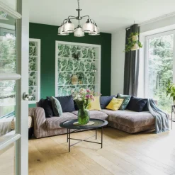 Searchlight Hängeleuchte Glas Metall Ø 58 cm in Silber Klar 5x E27* Wohnzimmerlampen|Glaslampen