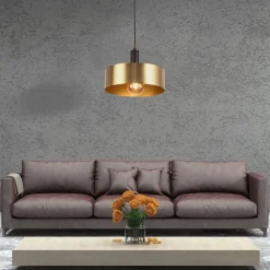 Searchlight Hängeleuchte Gold Schwarz D: 30 cm rund Metall Modern* Wohnzimmerlampen|Küchenlampen