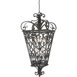 Elstead Hängeleuchte GOTICA 3 Schwarz 8-flmg kürzbar Lampe* Rustikale Lampen|Designerlampen