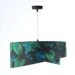 Outlet BPS Koncept Hängeleuchte Grün Gold E27 Ø 50 cm Tropical Print Stoff