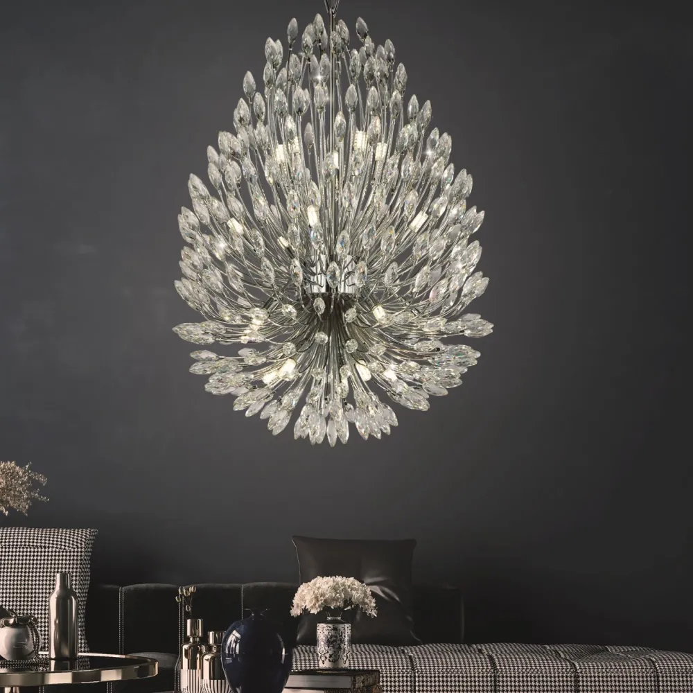 Searchlight Hängeleuchte groß Ø 51 cm H: max. 286 cm verstellbar Kristall* Hängelampen|Wohnzimmerlampen