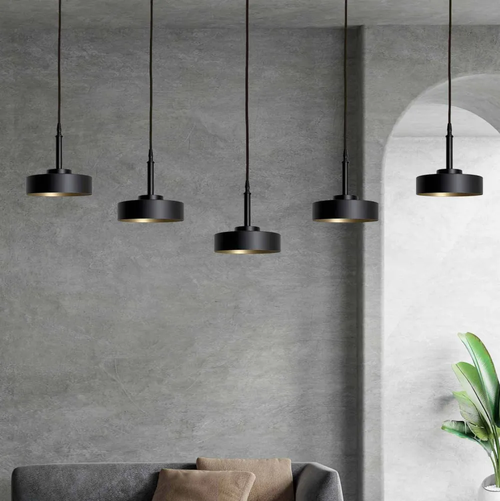 Best Giovanni Battista Hängeleuchte groß B: 150 cm Messing Eisen in Schwarz Gold E27