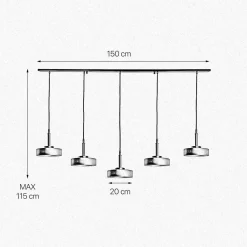 Best Giovanni Battista Hängeleuchte groß B: 150 cm Messing Eisen in Schwarz Gold E27