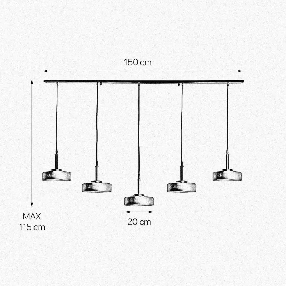 Best Giovanni Battista Hängeleuchte groß B: 150 cm Messing Eisen in Schwarz Gold E27