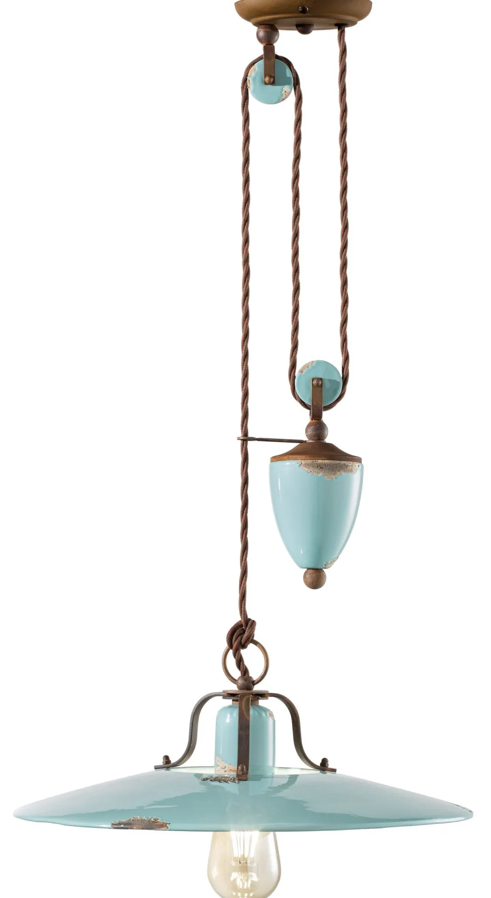 Sale Ferroluce Hängeleuchte Hellblau Shabby Antik Keramik verstellbar E27 Vintage