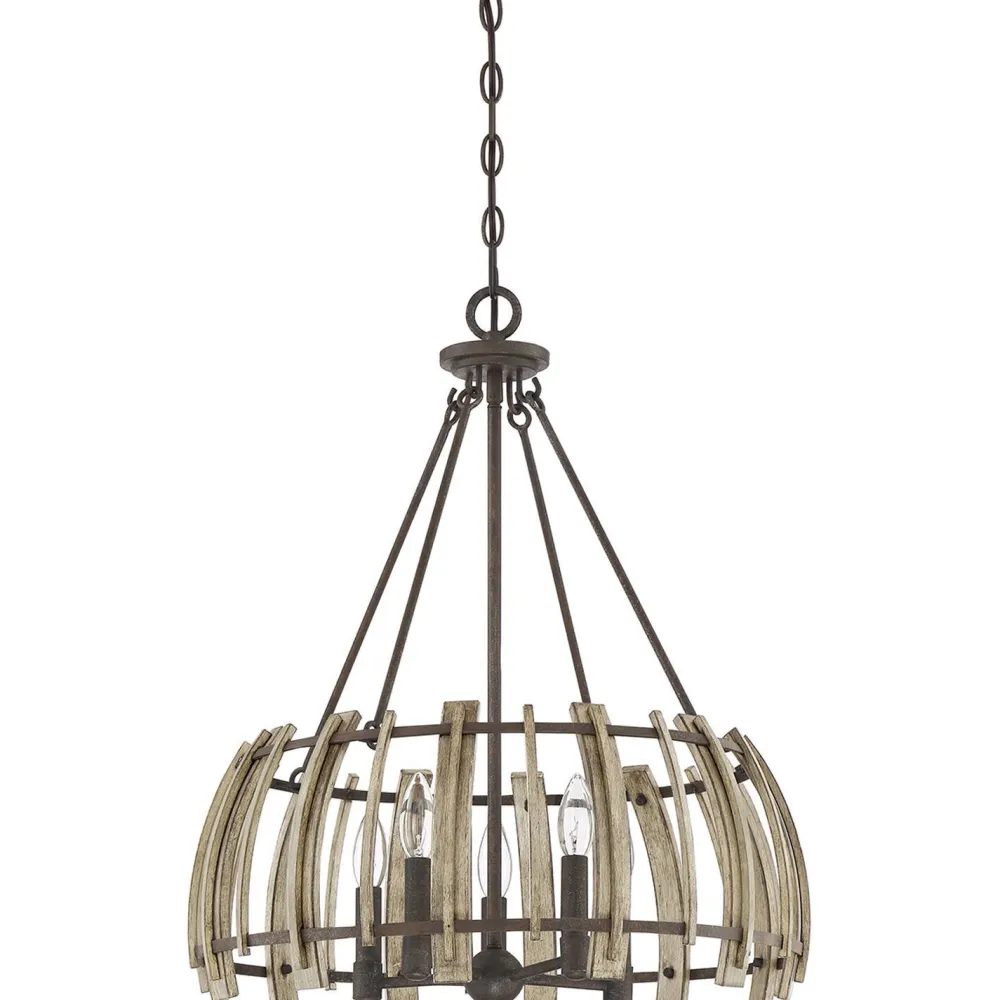 Elstead Hängeleuchte Holz Metall in Natur Schwarz antik Ø52cm* Hängelampen|Holzlampen