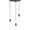 Belis Hängeleuchte Holz Metall Schwarz E27 3-flammig wohnlich* Hängelampen|Bürolampen