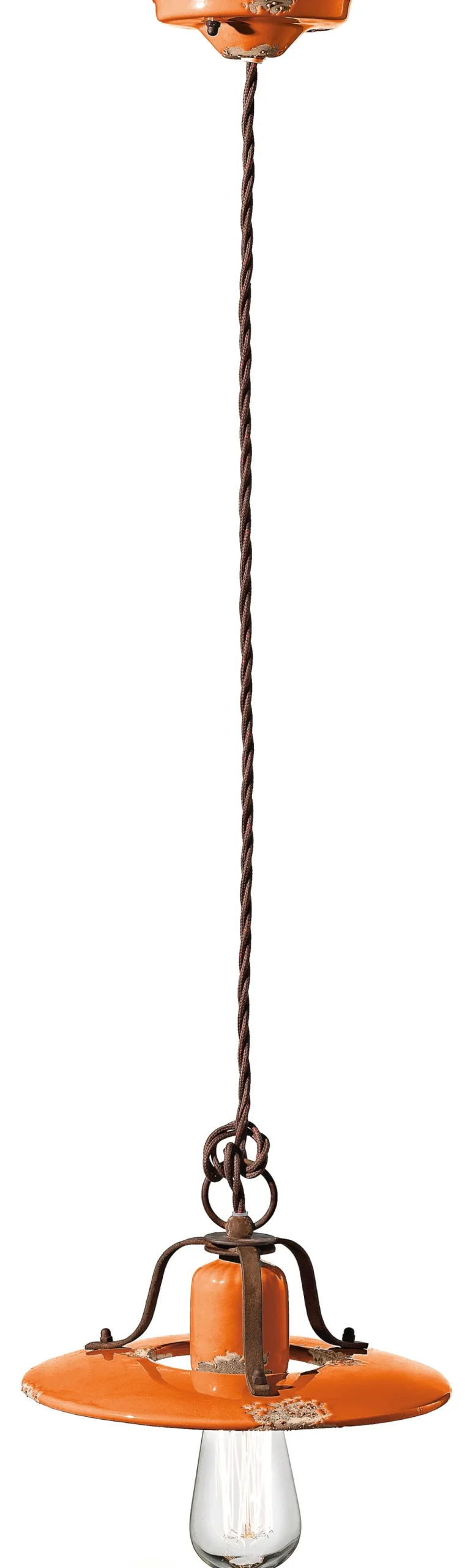 Ferroluce Hängeleuchte Industrial Keramik rund D: 25 cm E27 Orange