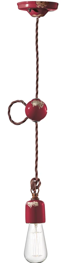 Clearance Ferroluce Hängeleuchte Keramik E27 H: max. 120 cm Vintage Handarbeit