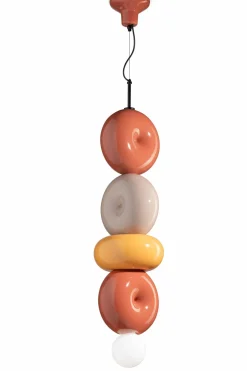 Ferroluce Hängeleuchte Keramik E27 Orange Gelb Sandgrau* Wohnzimmerlampen|Keramiklampen