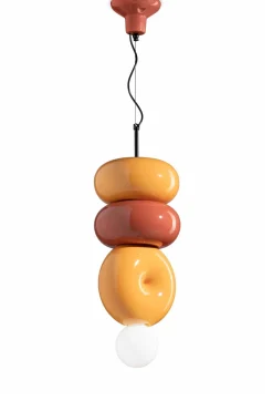 Clearance Ferroluce Hängeleuchte Keramik E27 Orange Gelb Retro Design