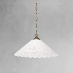 Giovanni Battista Hängeleuchte Keramik Messing Ø 40,5 cm Weiß Bronze antik E27