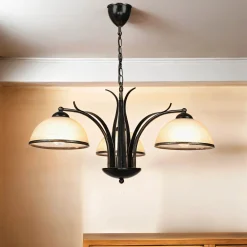 Luminex Hängeleuchte KORFU in Messing Antik 3-flmg* Wohnzimmerlampen|Glaslampen