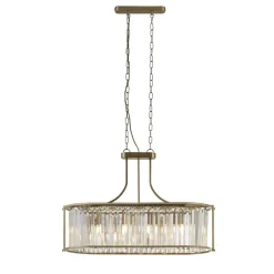 Searchlight Hängeleuchte Kristall in Messing antik Klar Art Déco* Hängelampen|Esszimmer Lampen