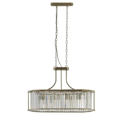 Searchlight Hängeleuchte Kristall in Messing antik Klar Art Déco* Hängelampen|Esszimmer Lampen