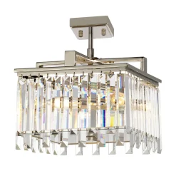 Outlet Elstead Hängeleuchte Kristall in Nickel Klar Art Déco