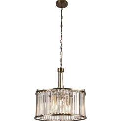 Searchlight Hängeleuchte Kristall rund Ø 50 cm 2x E14 in Messing antik* Hängelampen|Esszimmer Lampen