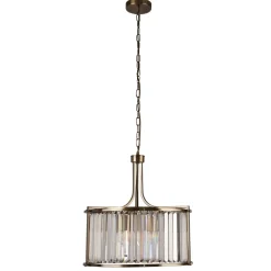 Searchlight Hängeleuchte Kristall rund Ø 50 cm 2x E14 in Messing antik* Hängelampen|Esszimmer Lampen