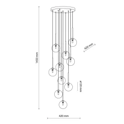 Discount TK Lighting Hängeleuchte Kugel Metall Glas H: max. 145 cm verstellbar