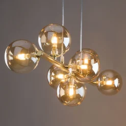 TK Lighting Hängeleuchte Kugelschirm Glas Metall Modern elegant* Wohnzimmerlampen|Glaslampen