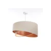 Discount BPS Koncept Hängeleuchte Leinen E27 rund D: 50 cm Modern Beige Kupfer