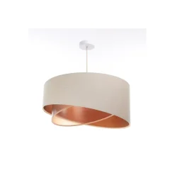 Discount BPS Koncept Hängeleuchte Leinen E27 rund D: 50 cm Modern Beige Kupfer