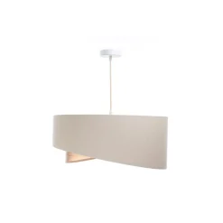 Discount BPS Koncept Hängeleuchte Leinen E27 rund D: 50 cm Modern Beige Kupfer