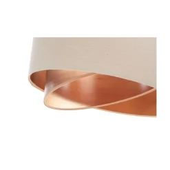 Discount BPS Koncept Hängeleuchte Leinen E27 rund D: 50 cm Modern Beige Kupfer