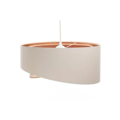 Discount BPS Koncept Hängeleuchte Leinen E27 rund D: 50 cm Modern Beige Kupfer