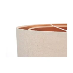 Discount BPS Koncept Hängeleuchte Leinen E27 rund D: 50 cm Modern Beige Kupfer