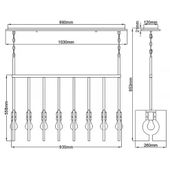 Elstead Hängeleuchte länglich H: max. 142,9 cm Nickel poliert E27* Bürolampen|Wohnzimmerlampen