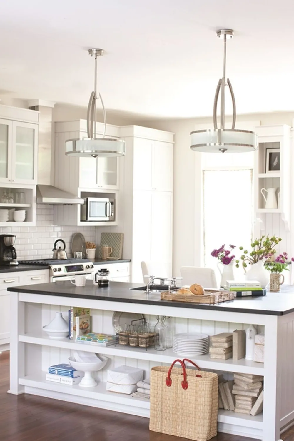 Elstead Hängeleuchte LOU Nickel Weiß Ø51cm Lampe Esstisch* Hängelampen|Esszimmer Lampen