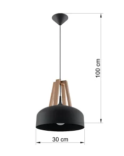 Discount Sollux Hängeleuchte MANILIA Ø30cm rund Retro Schwarz E27