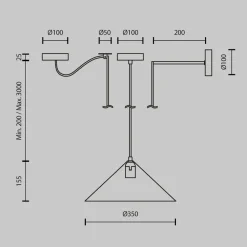 Maytoni Hängeleuchte Metall Ø 35 cm rund H: max. 318 cm Schwarz* Küchenlampen|Wohnzimmerlampen