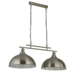 Searchlight Hängeleuchte Metall B: 81,5 cm in Silber 2-flammig E27* Hängelampen|Esszimmer Lampen