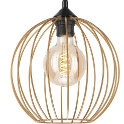 Sale Lamkur Hängeleuchte Metall Draht Ø 24 cm verstellbar Gold Retro E27