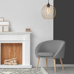 Sale Lamkur Hängeleuchte Metall Draht Ø 24 cm verstellbar Gold Retro E27