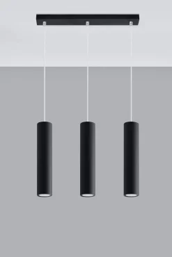 Clearance Sollux Hängeleuchte Metall 3-flammig GU10 B: 45 cm Schwarz