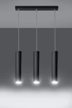 Clearance Sollux Hängeleuchte Metall 3-flammig GU10 B: 45 cm Schwarz