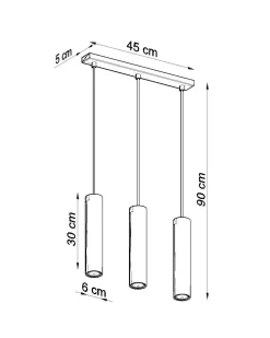 Clearance Sollux Hängeleuchte Metall 3-flammig GU10 B: 45 cm Schwarz