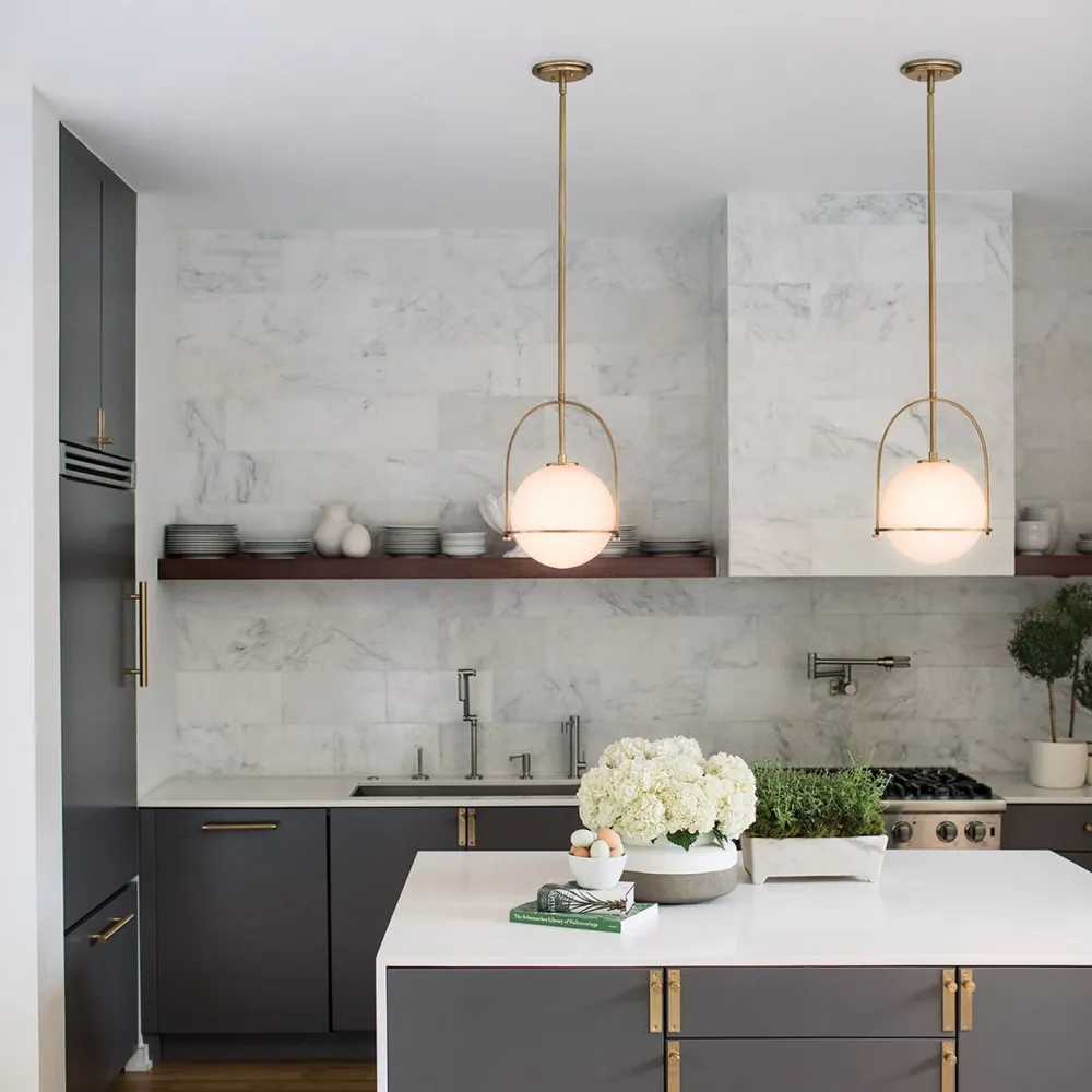 Elstead Hängeleuchte Metall Glas D: 28,9 cm H: max. 129,4 cm* Bürolampen|Wohnzimmerlampen