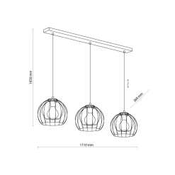 TK Lighting Hängeleuchte Metall Glas 3-flammig Schwarz Grau E27* Hängelampen|Kugellampen