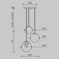 Clearance Maytoni Hängeleuchte Metall Glas G9 rund D: 40 cm in Gold CORA