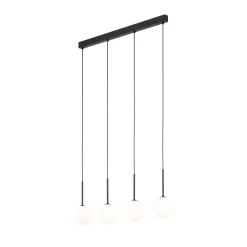Sale TK Lighting Hängeleuchte Metall Glas L: 78 cm Schwarz Weiß 4x G9